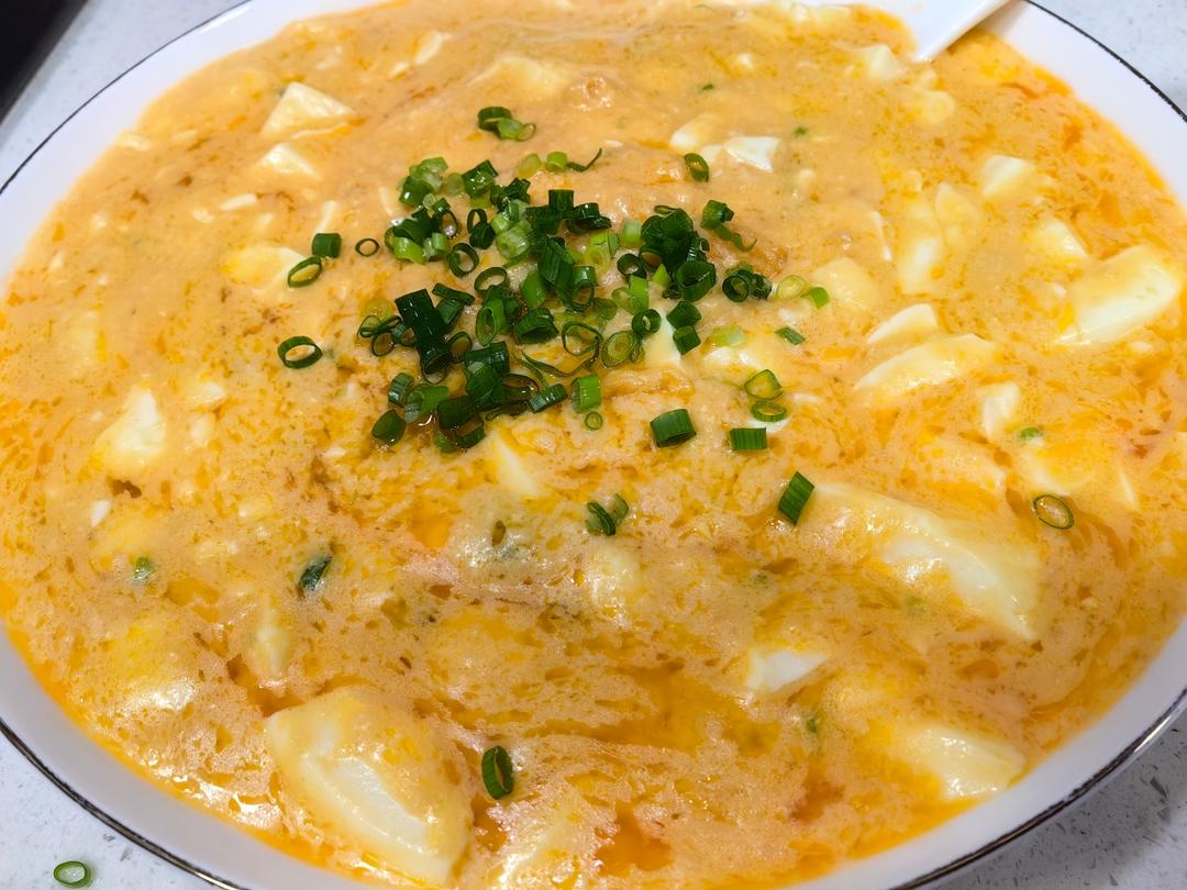 咸蛋黄虾仁嫩豆腐
