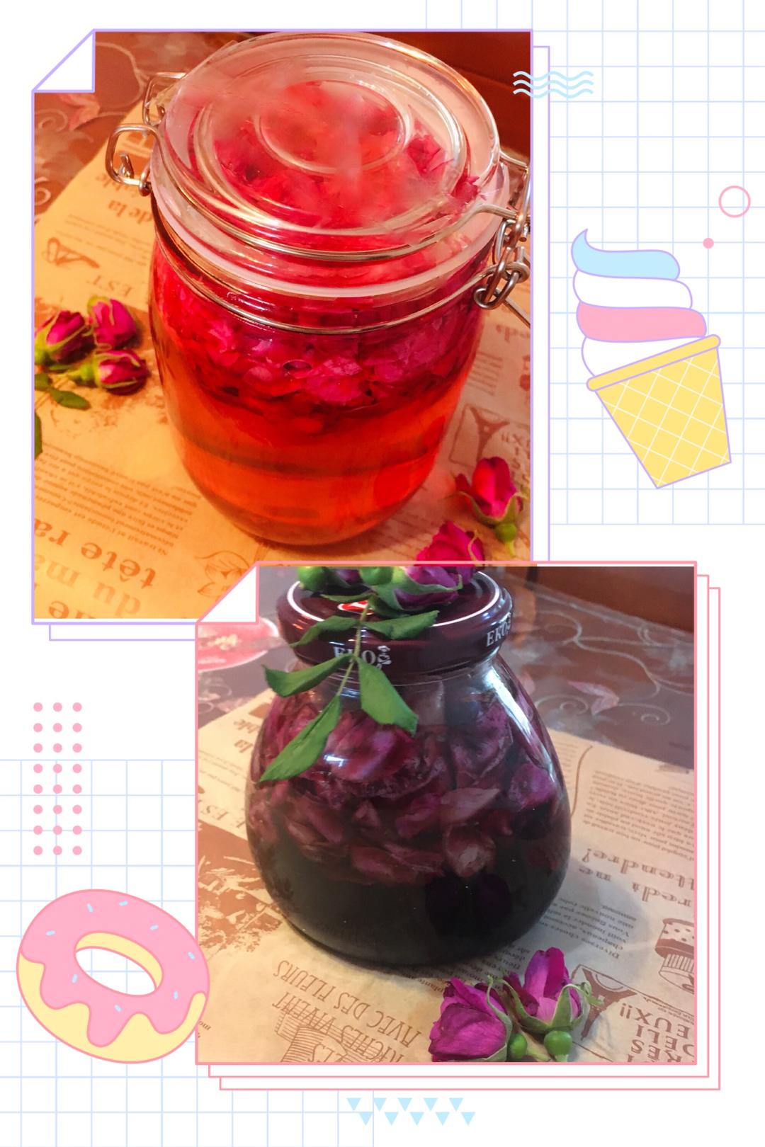 自制鲜玫瑰花醋、玫瑰花酒系列的做法
