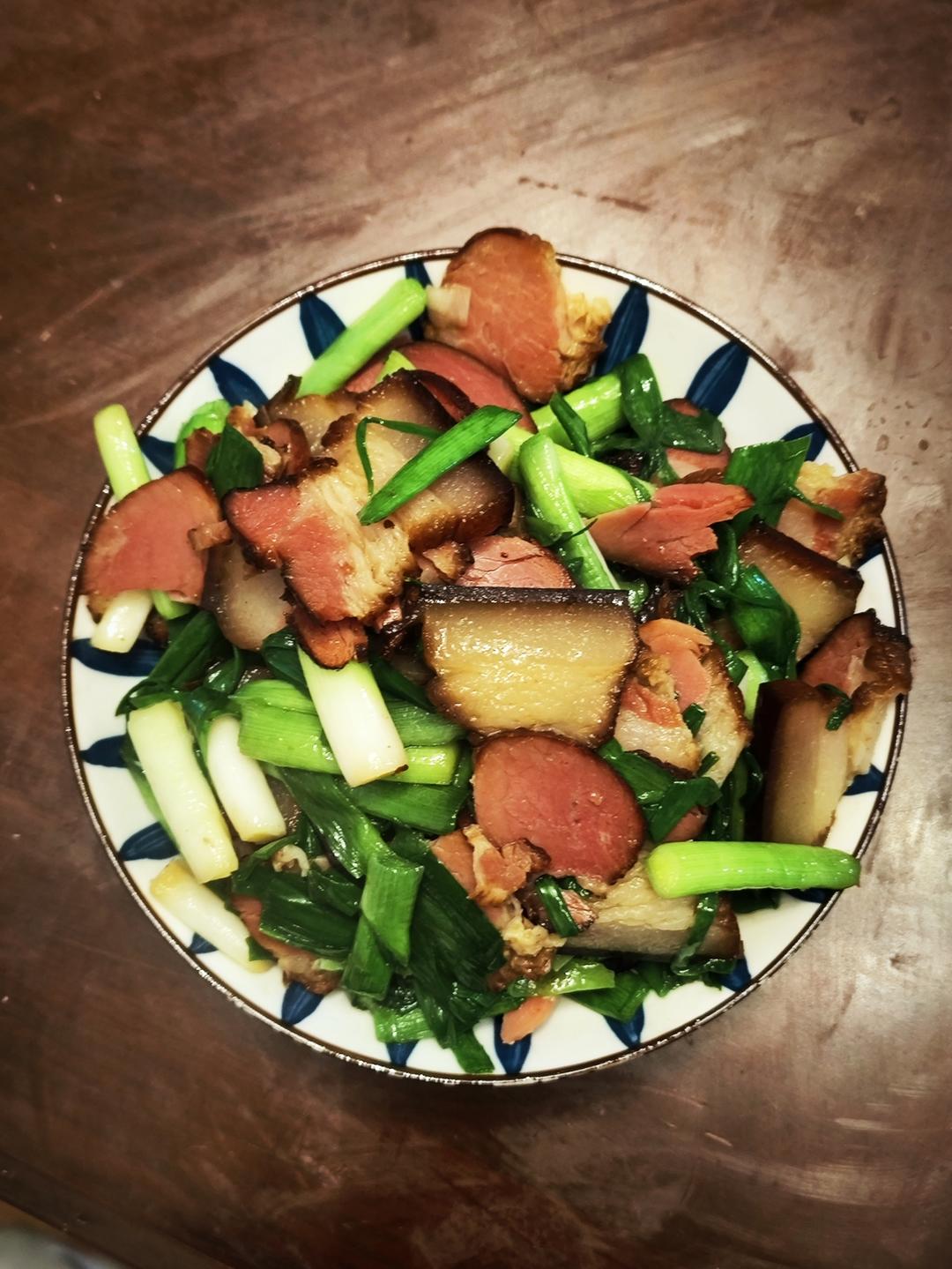 腊肉炒蒜苗
