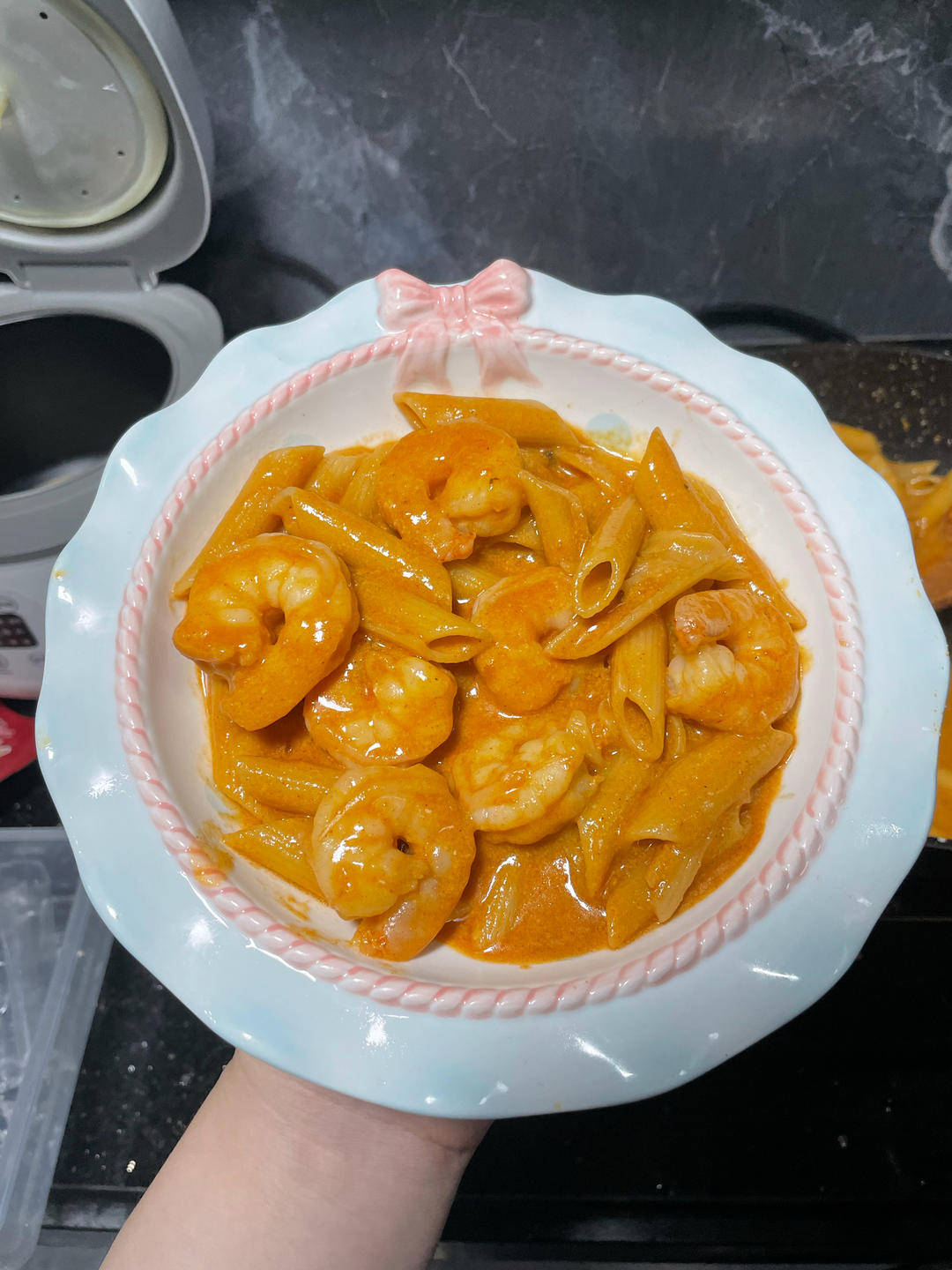 韩式辣奶油虾仁意面