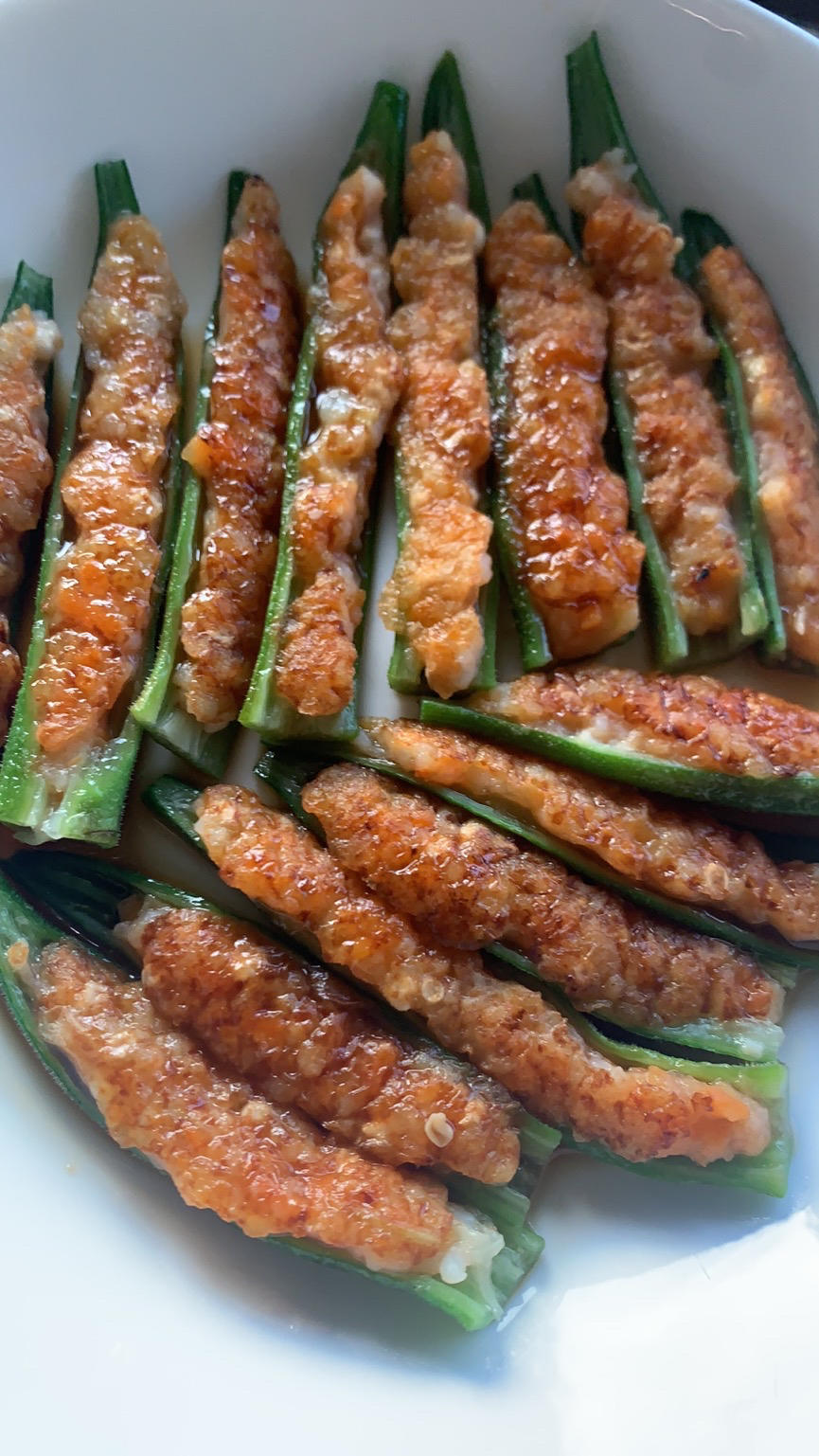 虾滑酿秋葵