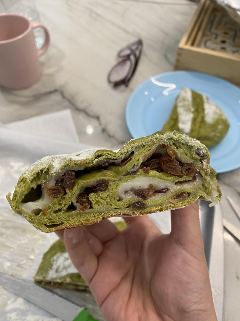 【樉樉的小厨房】秒杀原麦山丘 抹茶麻薯肉松蜜豆软欧 面包 附蜜豆做法