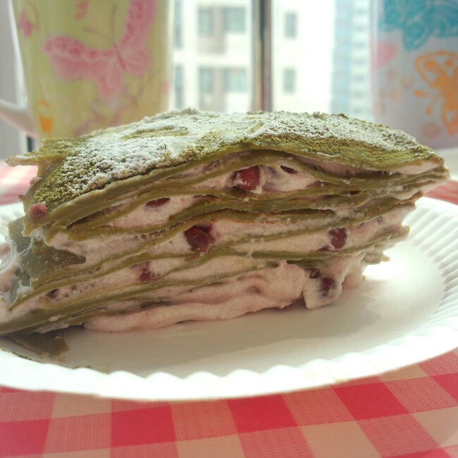 抹茶红豆千层可丽饼