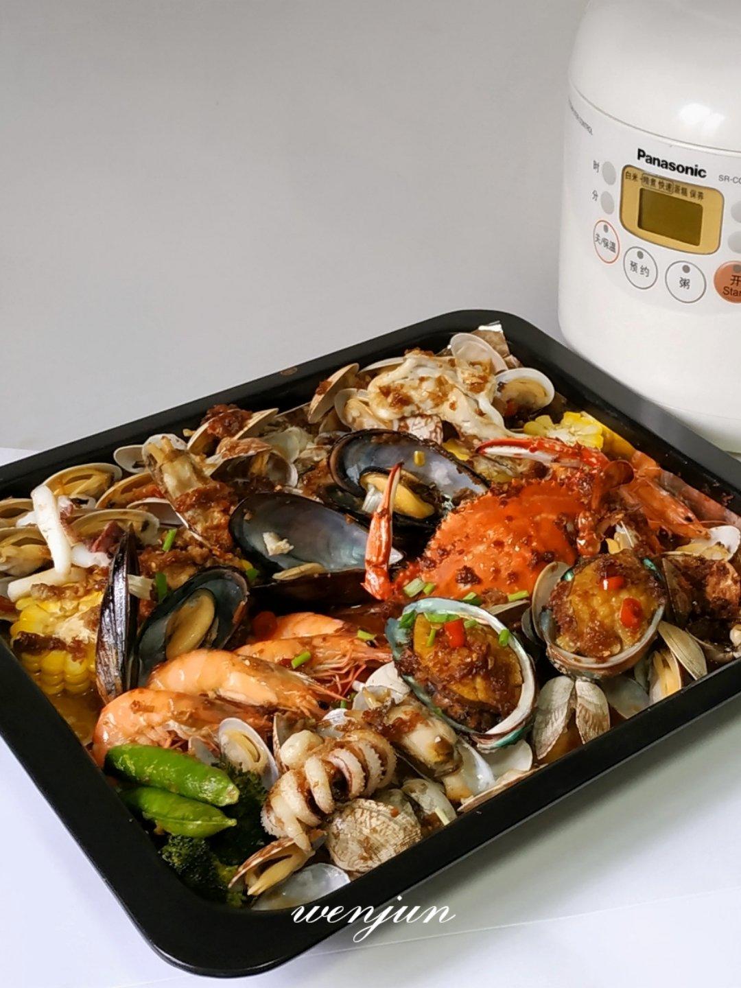 蒜香吮指海鲜大咖——松下NU-JK200W大蒸烤箱食谱