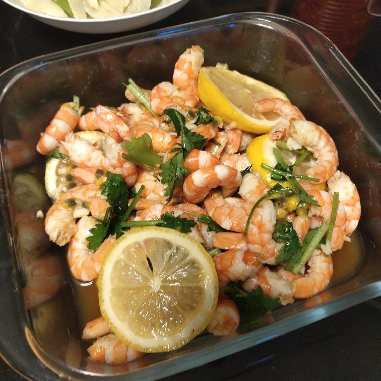 柠檬百香果虾仁🍋