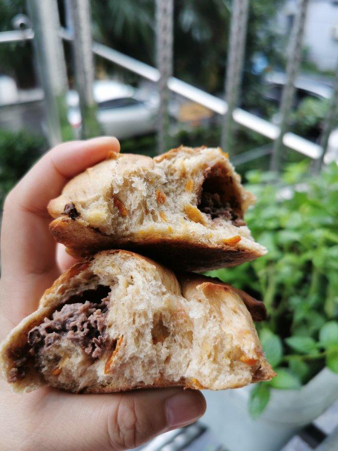 天然酵母|南瓜红豆乳酪贝果