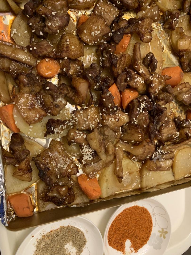 烤箱版土豆烤五花肉