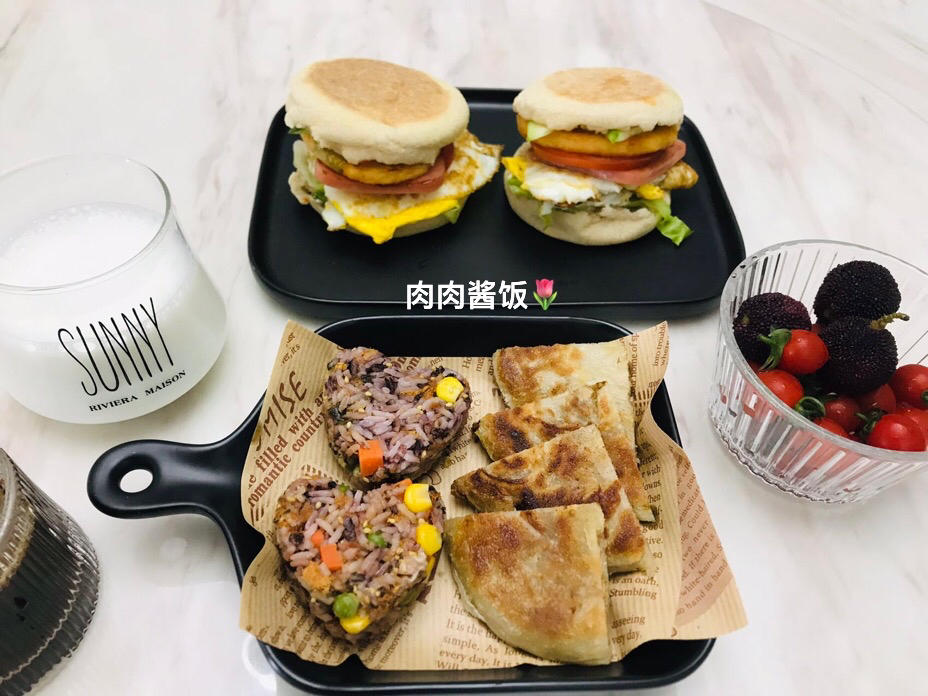 #全麦麦芬三明治🥪#爱心饭团🍙#牛肉煎饼🫔