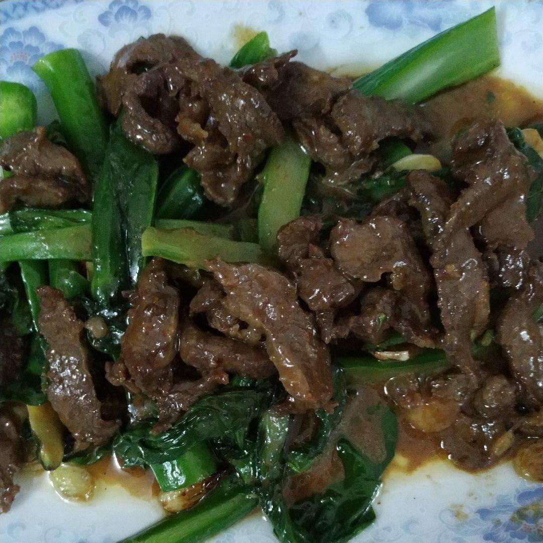 沙茶牛肉炒芥兰