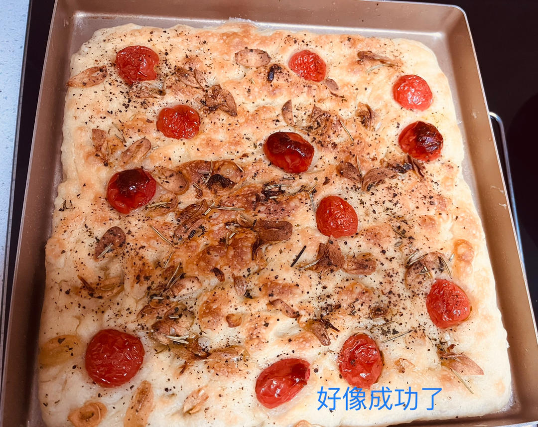 不需揉面的大孔蒜香佛卡夏