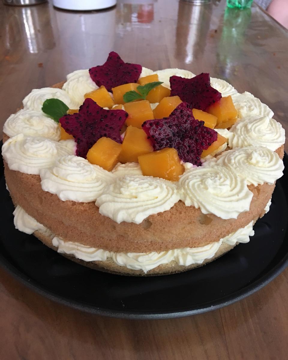 【零失败】不会裱花没关系的水果裸蛋糕 芒果裸蛋糕 完美戚风胚