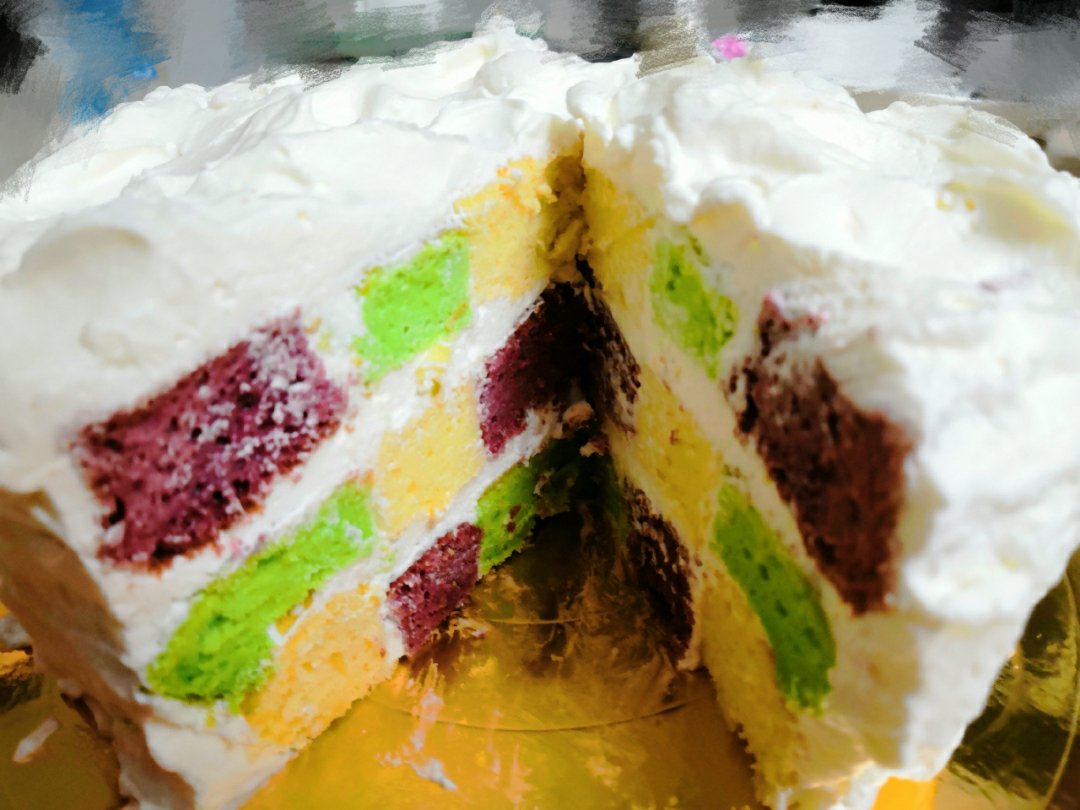 高颜值彩虹格子蛋糕