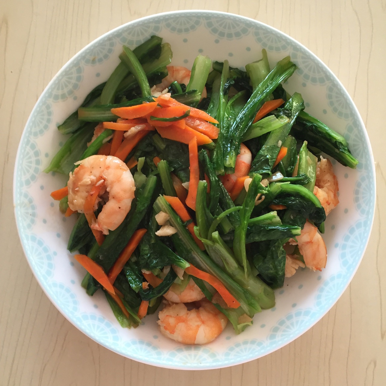 耗油虾仁油麦菜