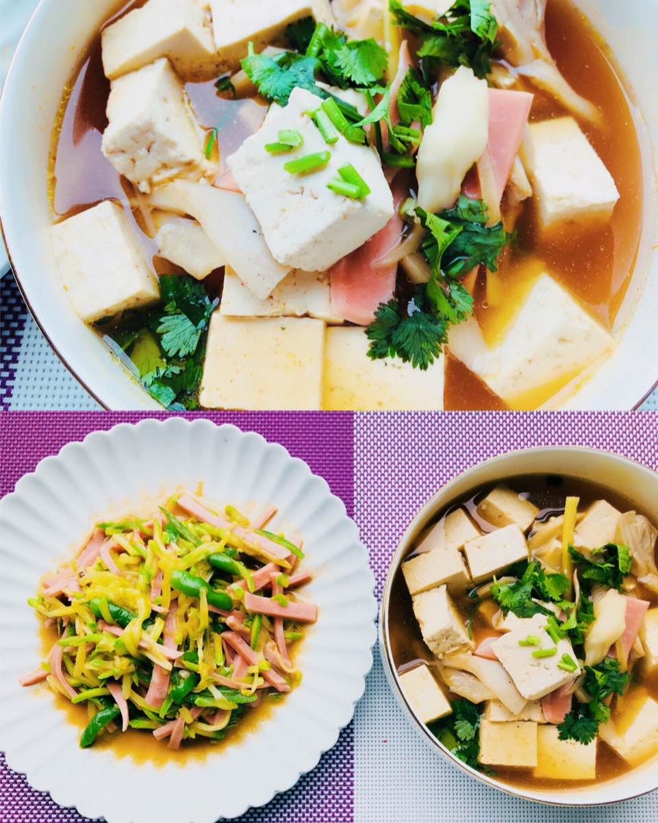 火腿豆腐平菇汤