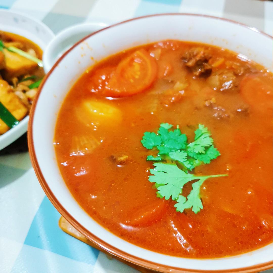 🍅番茄牛腩汤、暖胃养生、简单易学