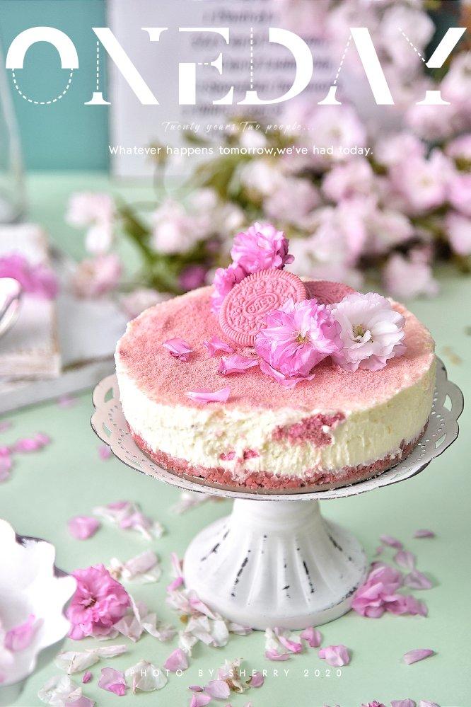 超美的樱花奥利奥芝士蛋糕