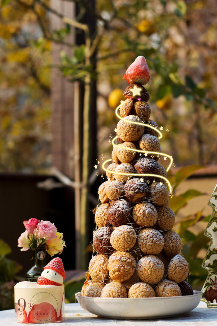 泡芙婆婆做的圣诞雪景焦糖泡芙塔
