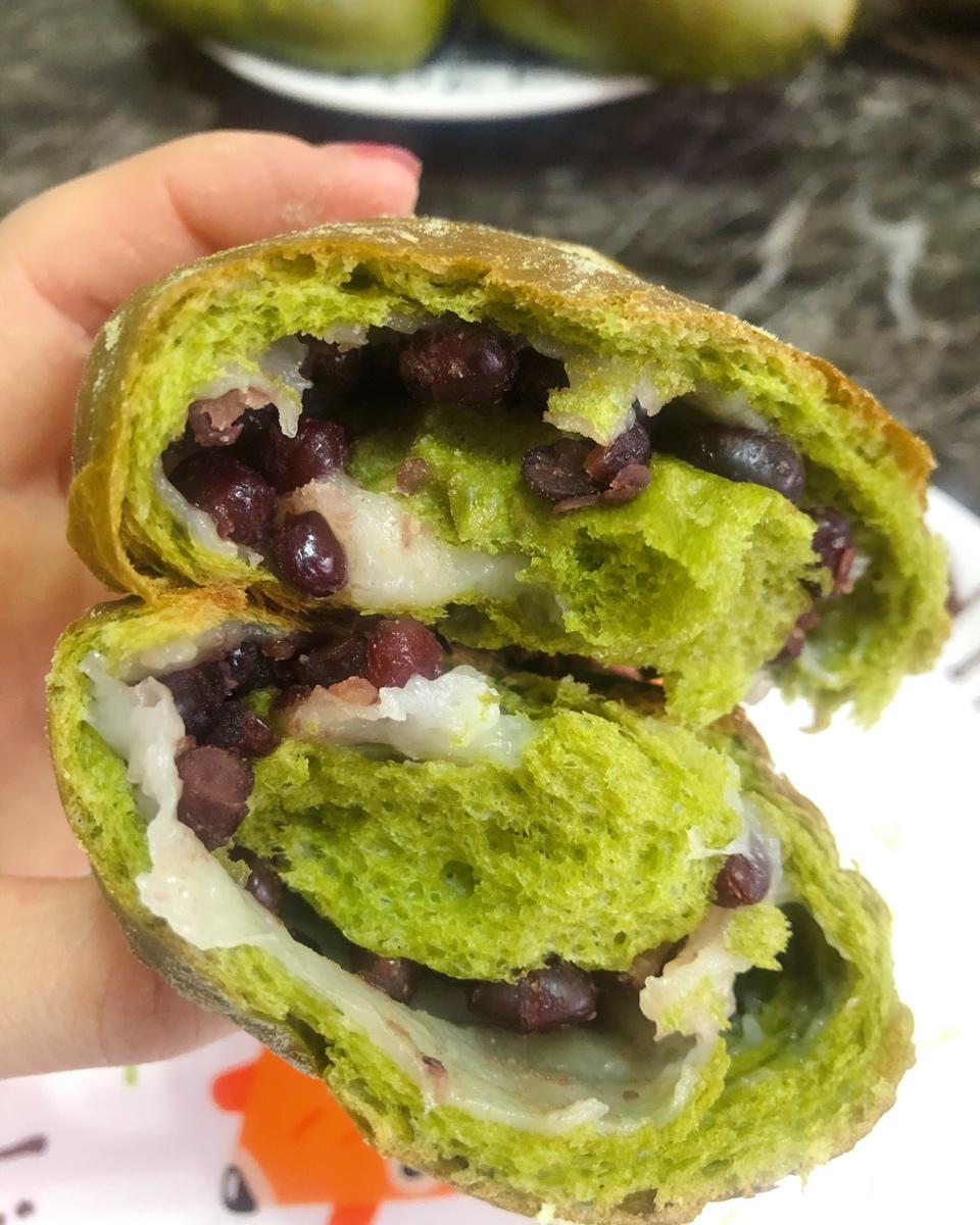 抹茶麻薯红豆软欧