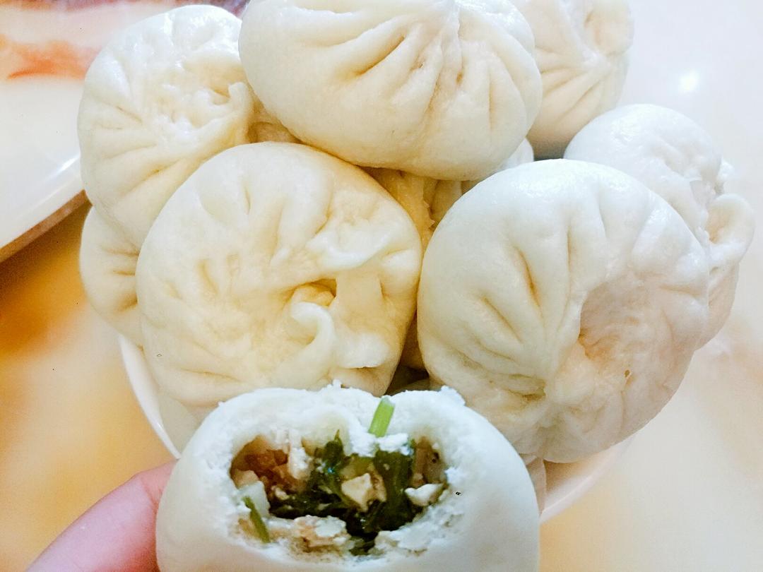 广东人家做的香干莲藕素包子(附视频.一次性发酵)
