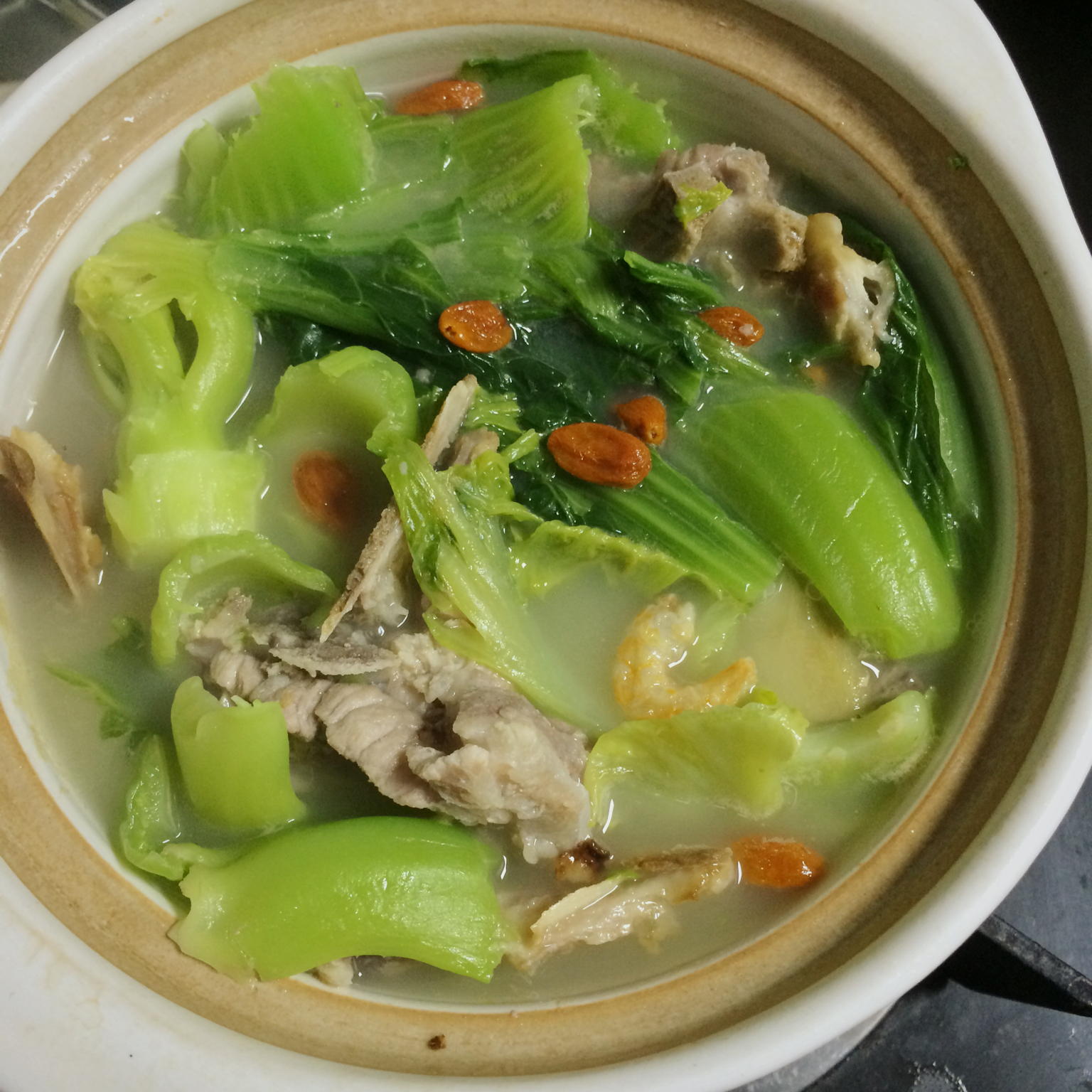 咸烧骨煲淋芥菜