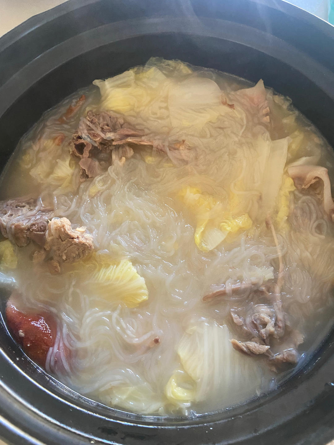白菜粉丝鸭架汤