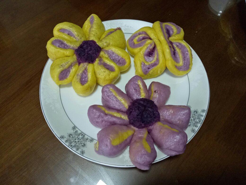 南瓜紫薯花样馒头