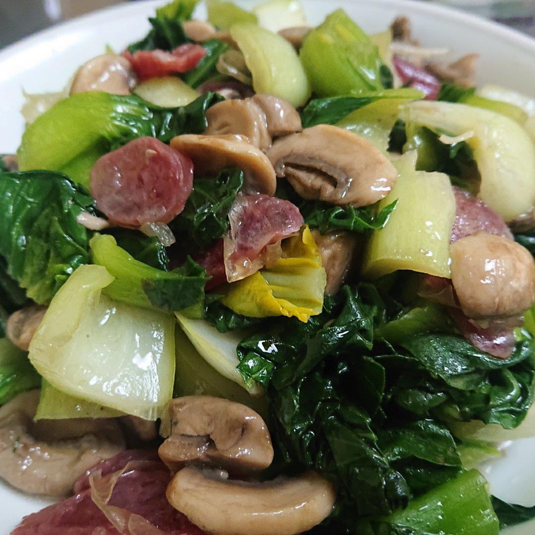 青菜炒蘑菇
