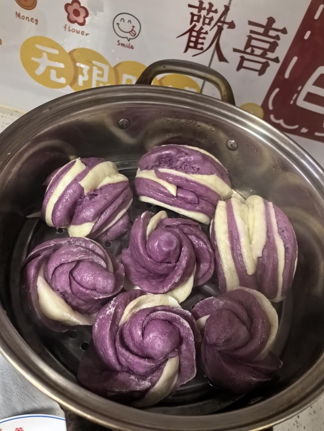 一次发酵的紫薯花卷‼️营养美味‼️松软细腻