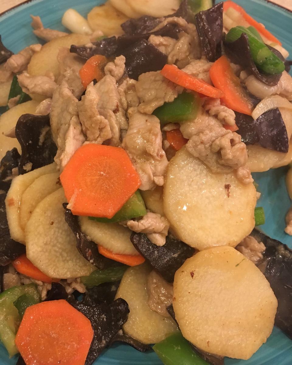 肉片炒山药