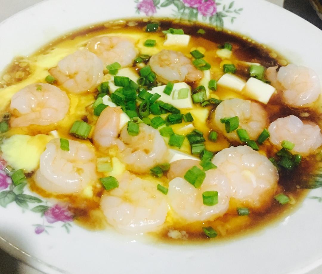 虾仁豆腐蒸水蛋