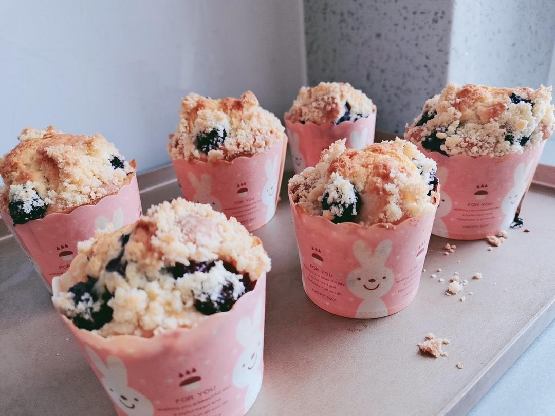 10分钟搞定的蓝莓麦芬，顶着大大的蘑菇头~