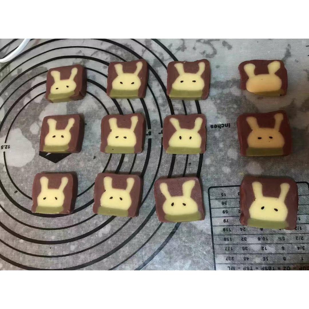 抹茶兔兔曲奇（比熊猫简单！超详细实物图+超良心手绘图）