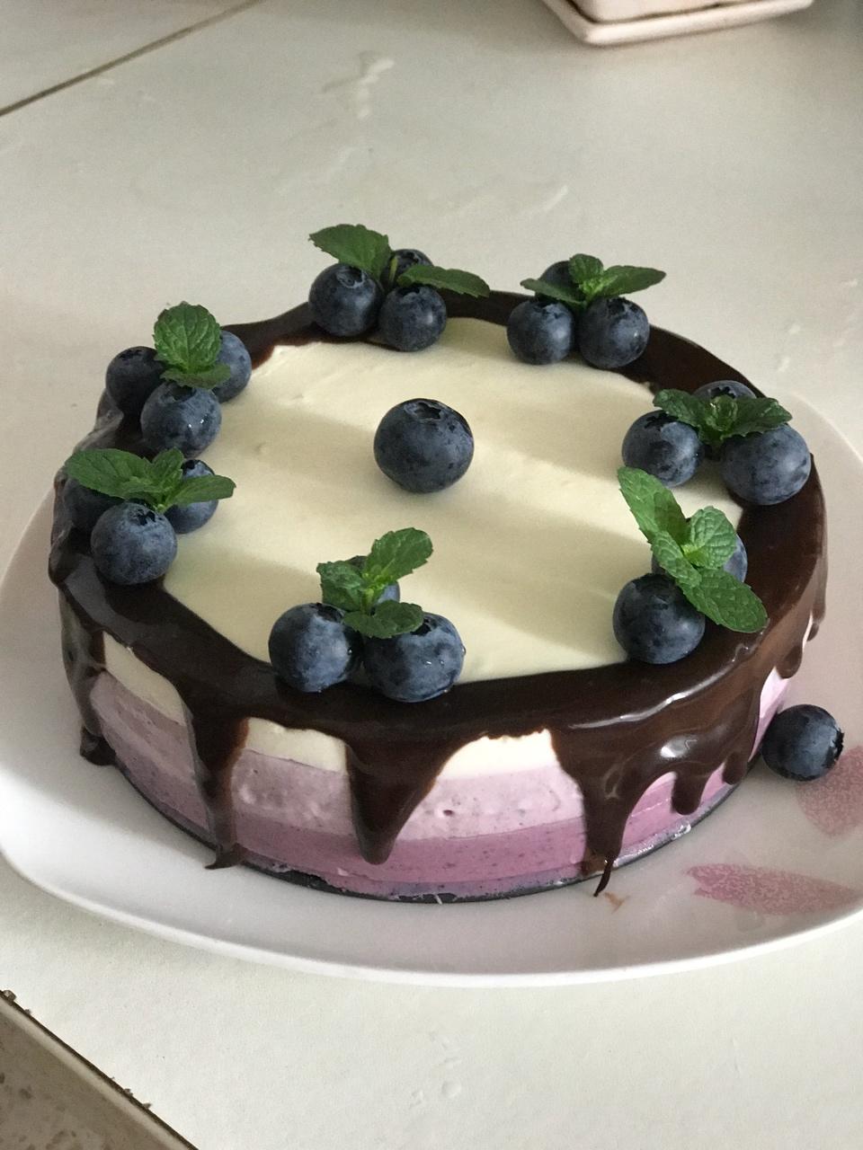 渐变蓝莓冻芝士蛋糕（免烤）