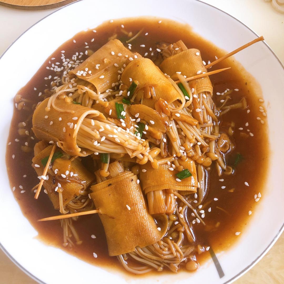 比肉还好吃的金针菇豆皮卷