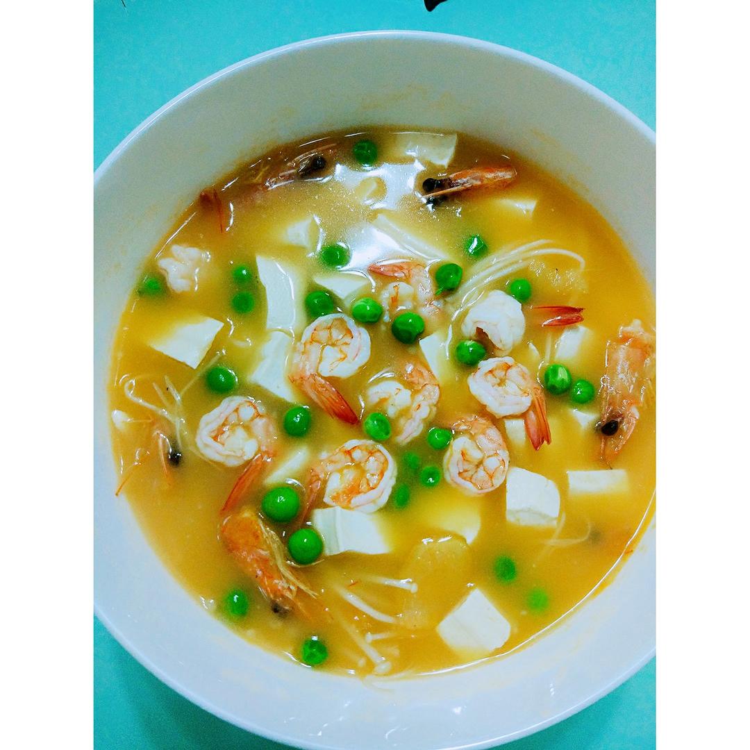 fly001的作品  () 2017年03月22日        鲜虾豆腐翡翠汤,第一次做