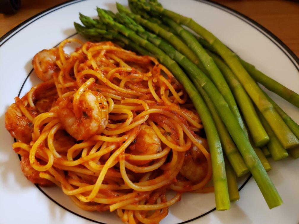 快手虾仁意大利面(竹笋配菜)