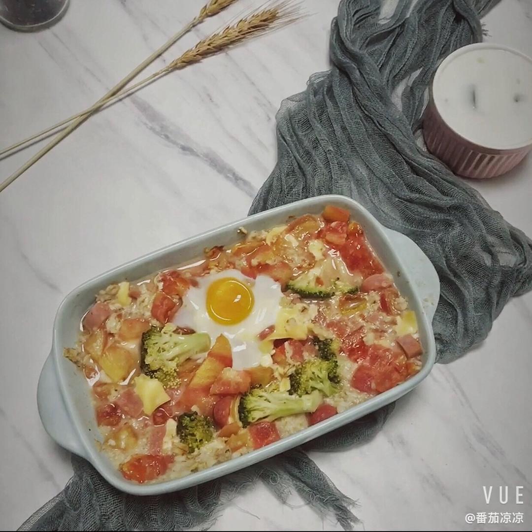 卧蛋咸蔬烤燕麦【健康一锅端】