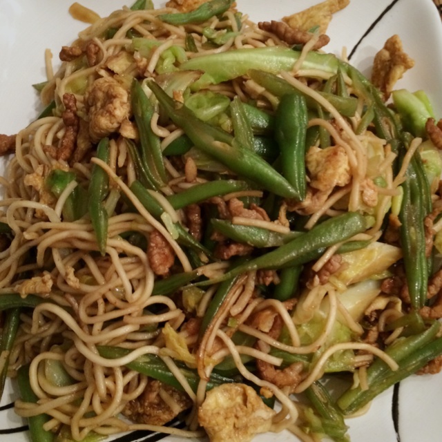 雅妮9做的焖长豆角炒面