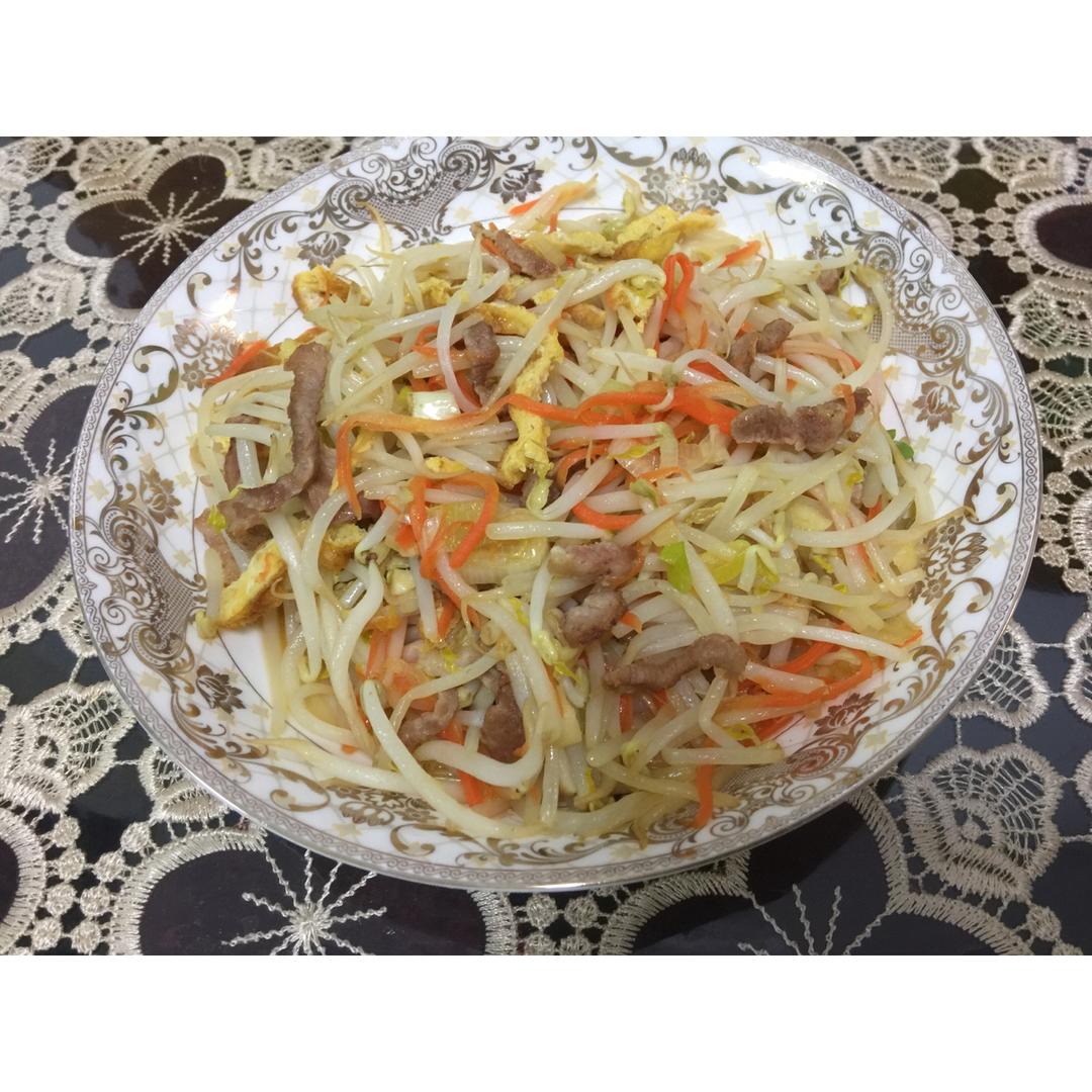 豆芽炒肉丝