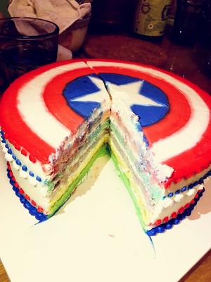 美国队长创意生日蛋糕的做法 步骤5