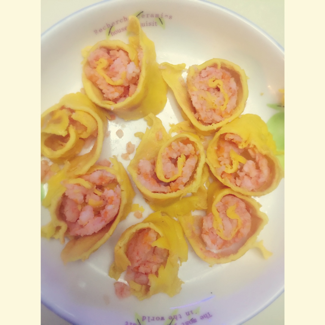 鲜虾鸡蛋卷宝宝辅食精华一岁以上宝宝