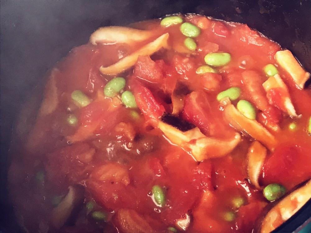 肉末番茄烧毛豆