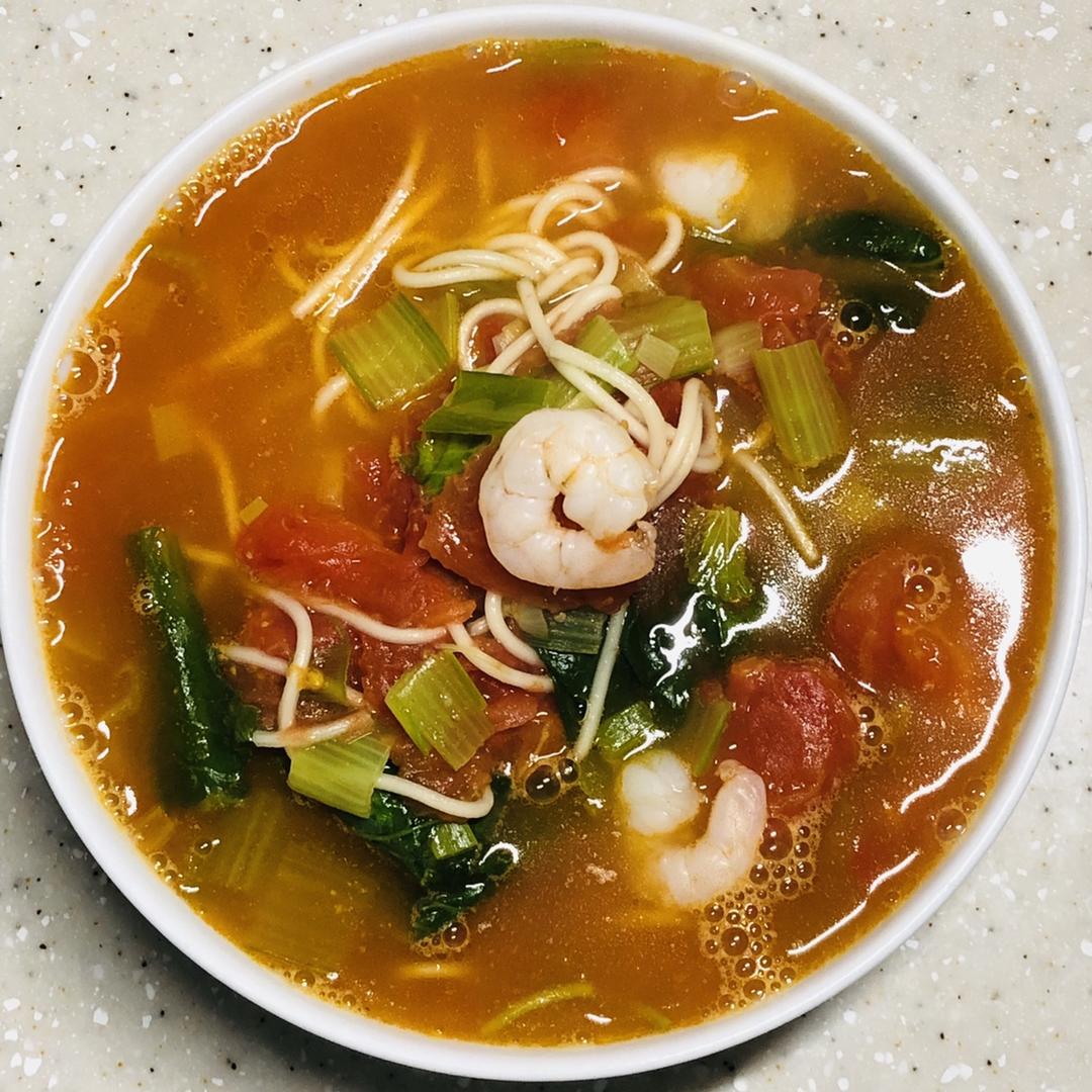虾仁西红柿热汤面丨健康·三餐<好好吃饭8>
