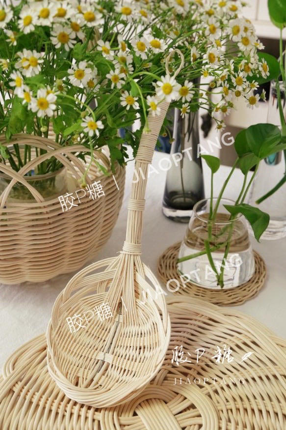 胶p糖做的藤编笊篱厨房美器自己编三