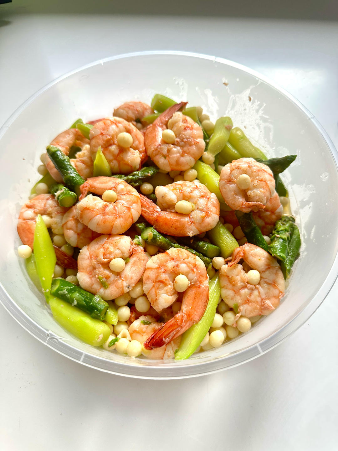 鸡头米芦笋溜虾仁【江南时令美食】