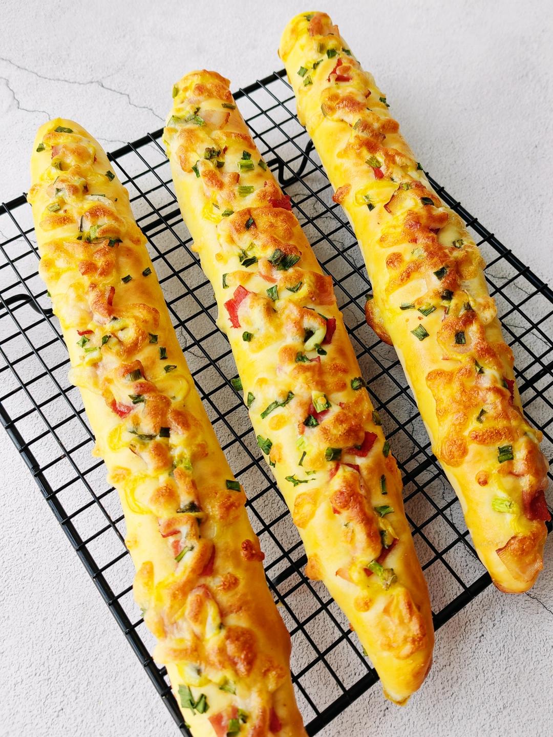 香葱芝士培根肉松面包条