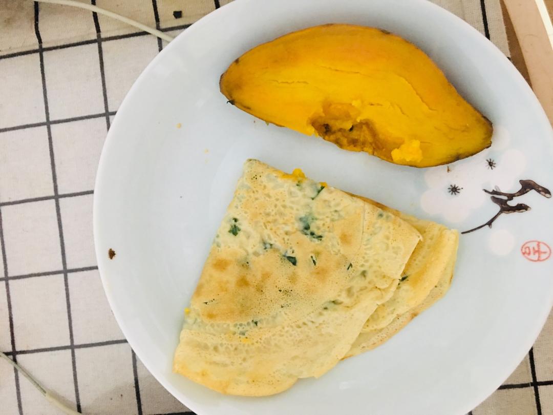 简单快手早餐的韭菜鸡蛋饼