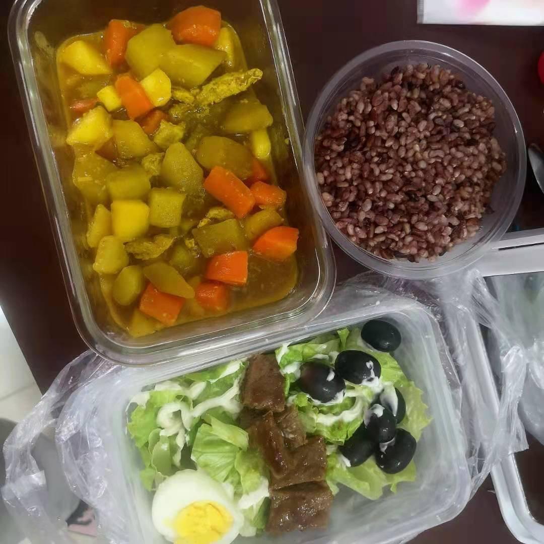 椰浆素咖喱+紫米糙米饭