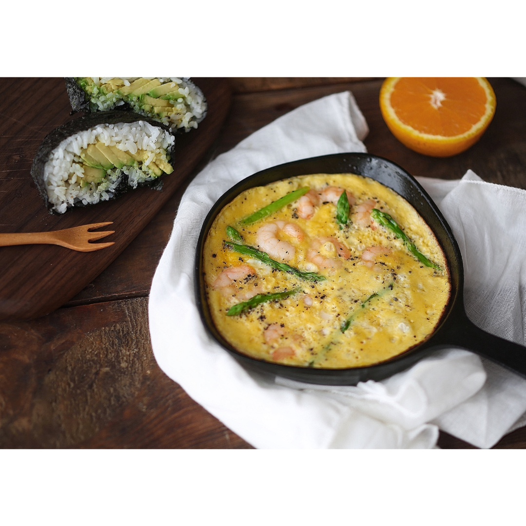 芦笋虾仁早餐蛋饼