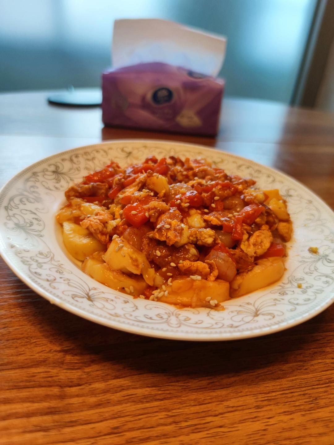 极简茄汁虾仁豆腐煲